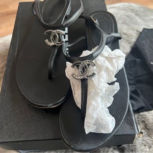 Chanel Sandals 37.5 Black